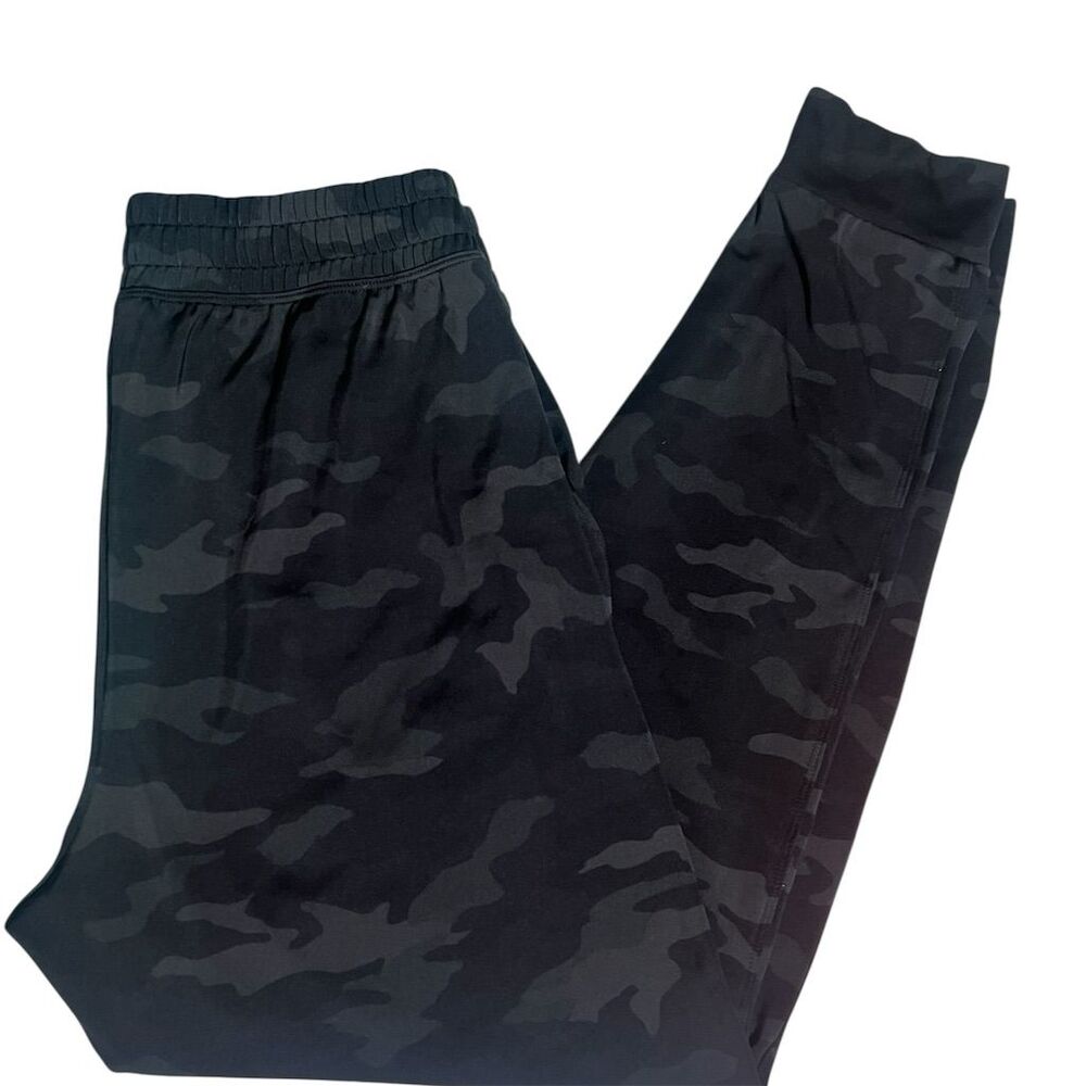 PINK Black Spandex Camo Joggers Size L with Pockets - Picture 2 of 7
